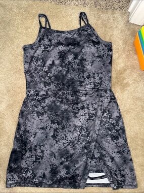 Abercrombie Kids Black and Gray Floral Tank Mini Dress